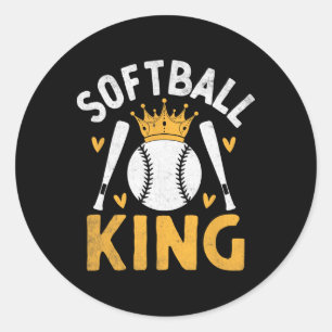 Softball King Catcher Pitcher Softballer Classic Round Sticker