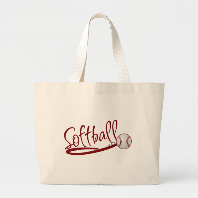 Softball Large Tote Bag (Front)