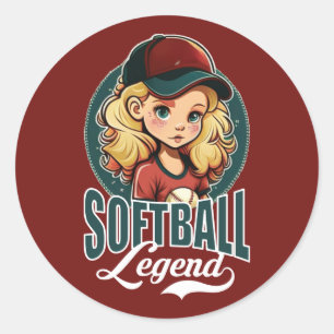 Softball Legend Classic Round Sticker