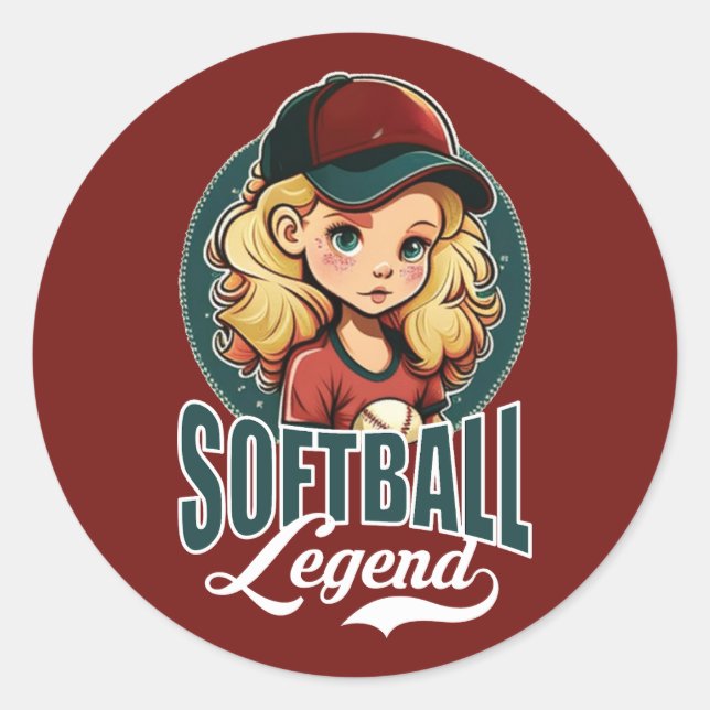 Softball Legend Classic Round Sticker (Front)