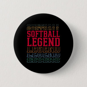 Softball Legend Funny Layered Text Team Player Coa 6 Cm Round Badge