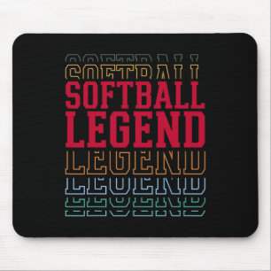 Softball Legend Funny Layered Text Team Player Coa Mouse Pad