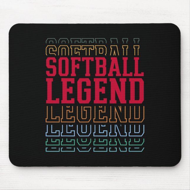 Softball Legend Funny Layered Text Team Player Coa Mouse Pad (Front)