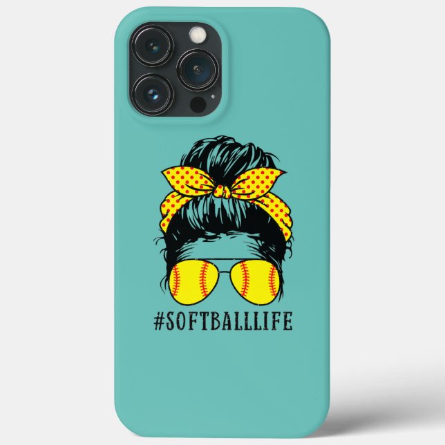 Softball Life Kid Life Messy Bun Sports Tee Mum Case-Mate iPhone Case (Back)
