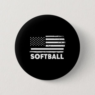 Softball Life Usa Flag Patriotic Sports Design 6 Cm Round Badge