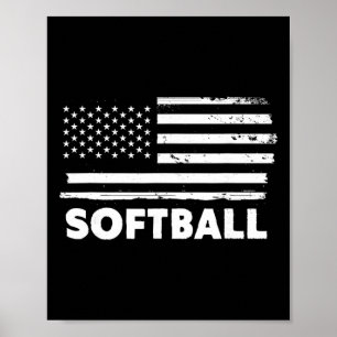 Softball Life Usa Flag Patriotic Sports Design Poster