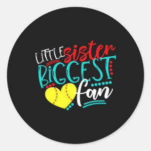 Softball-little Sister Biggest Fan  Classic Round Sticker