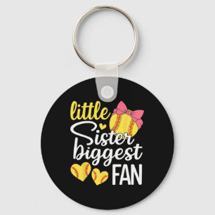 Softball Little Sister Biggest Fan Softball Sister Key Ring