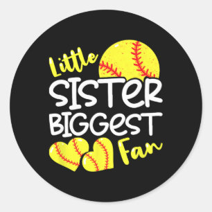 Softball Little Sister Biggest Fan Teen Girls _1 Classic Round Sticker