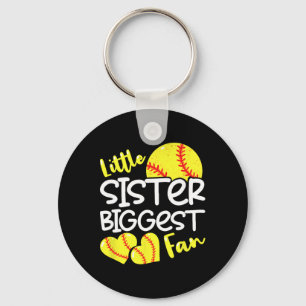 Softball Little Sister Biggest Fan Teen Girls _1 Key Ring