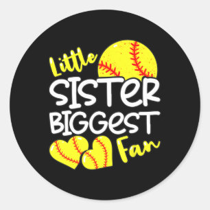 Softball Little Sister Biggest Fan Teen Girls Classic Round Sticker