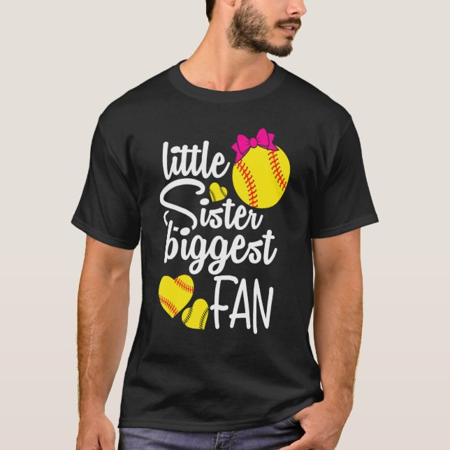 Softball Little Sister Biggest Fan Teen Girls Soft T-Shirt (Front)
