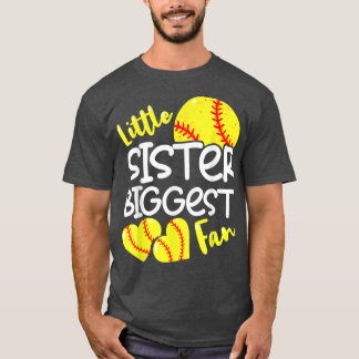 Softball Little Sister Biggest Fan Teen Girls  T-Shirt