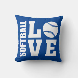 Softball Love Blue Cushion