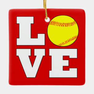 Softball LOVE Custom Colour Christmas Ornament