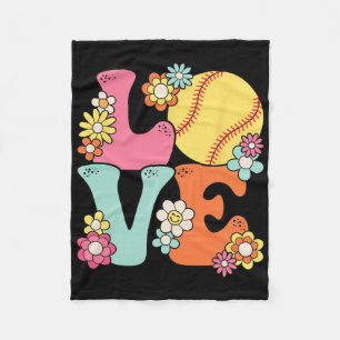 Softball Love Cute Softball Lover Women Teens Girl Fleece Blanket