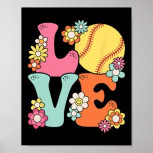 Softball Love Cute Softball Lover Women Teens Girl Poster