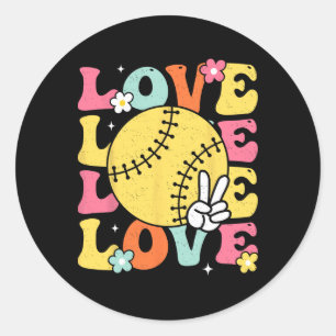 Softball Love Cute Softball Shirts For Women Mom T Classic Round Sticker