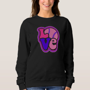 Softball Love for Teen Girls & Women Purple & Pink Sweatshirt