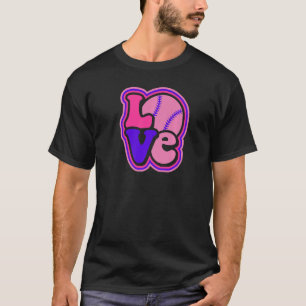 Softball Love for Teen Girls & Women Purple & Pink T-Shirt