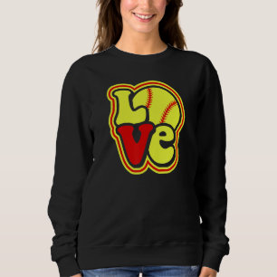 Softball Love for Teen Girls & Women Red & Yellow Sweatshirt
