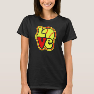 Softball Love for Teen Girls & Women Red & Yellow  T-Shirt