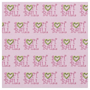 Softball Love Girly Pink with Heart Fabric