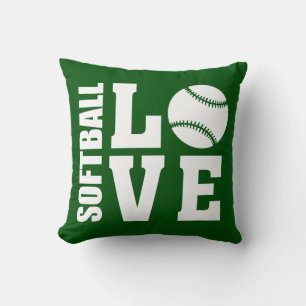 Softball Love Green Cushion