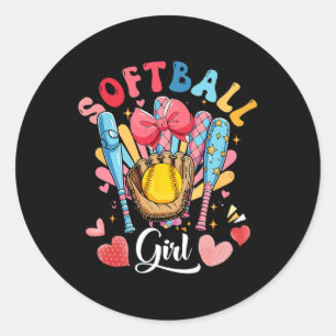 Softball Lover Girl Colorful Bowling Equipment Pla Classic Round Sticker