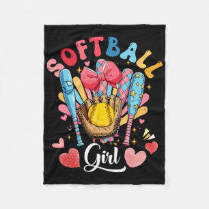 Softball Lover Girl Colorful Bowling Equipment Pla Fleece Blanket