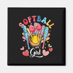 Softball Lover Girl Colorful Bowling Equipment Pla Magnet