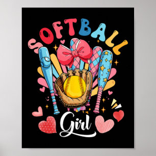 Softball Lover Girl Colorful Bowling Equipment Pla Poster