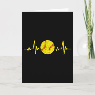 Softball Lover Heartbeat Vintage Retro Softball Pl Card
