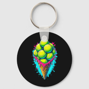 Softball Lover Ice Cream Dripping Softball Key Ring