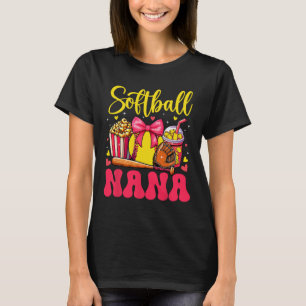 Softball Lover Nana Mother's Day Bow Tie Cute Fan T-Shirt