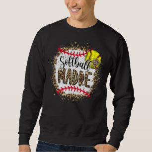 Softball Madre Leopard Bleached Mother's Day Game Sweatshirt
