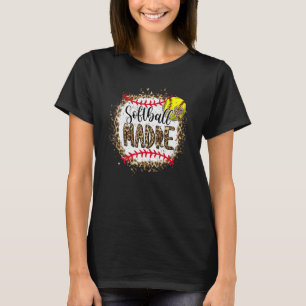 Softball Madre Leopard Bleached Mother's Day Game T-Shirt