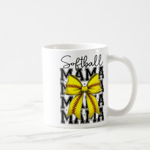 Softball Mama Coquette Bow Mothers Day Softball Mo Coffee Mug