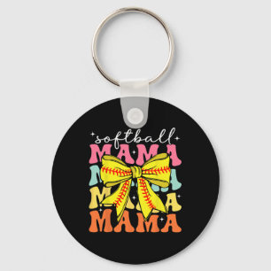 Softball Mama Coquette Bow Softball Mom Mothers Da Key Ring