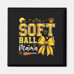 Softball Mama Coquette Bow Softball Mom Mothers Da Magnet
