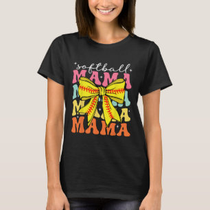 Softball Mama Coquette Bow Softball Mom Mothers Da T-Shirt