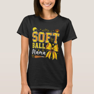 Softball Mama Coquette Bow Softball Mom Mothers Da T-Shirt