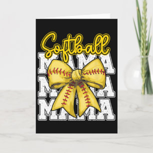 Softball Mama Coquette Bow Sport Mom Mothers Day Card
