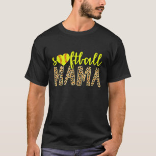 Softball Mama Cute Cheetah Mother's Day Sports T-Shirt