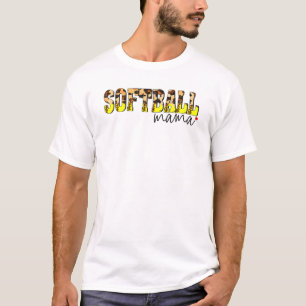 Softball Mama Cute Leopard Mother's Day Sports T-Shirt