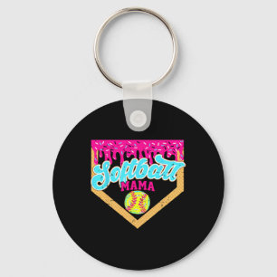 Softball Mama Drip Funny Game Day Softball Ice Cre Key Ring