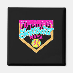 Softball Mama Drip Ice Cream Dripping Game Day Sof Magnet
