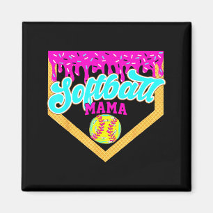 Softball Mama Drip Ice Cream Dripping Game Day Sof Magnet