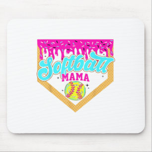 Softball Mama Drip Ice Cream Dripping Game Day Sof Mouse Pad