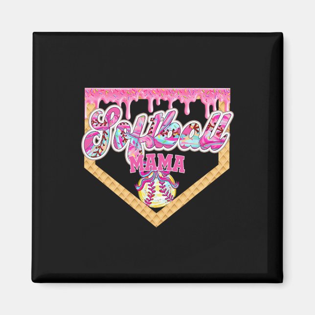Softball Mama Drip Softball Ice Cream Drip Softbal Magnet (Front)